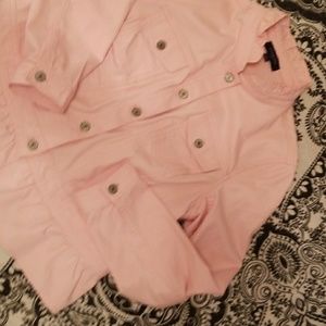 Talbots, Pink jean jacket with ruffles